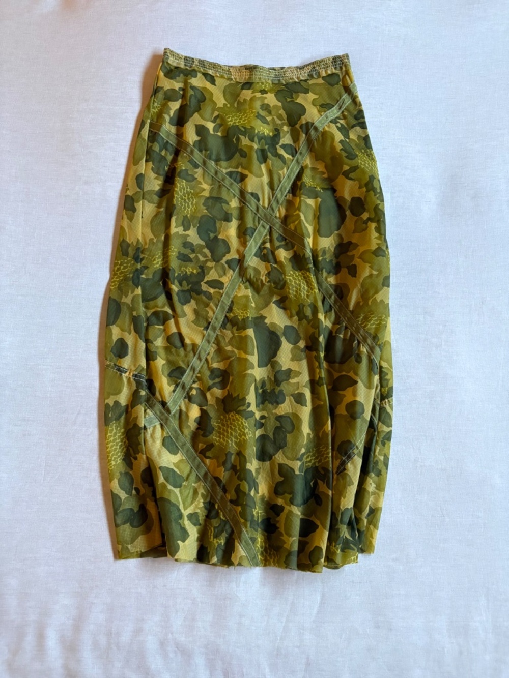 Deborah Lindquist Amelia Maxi Parachute Skirt in Camo NWT